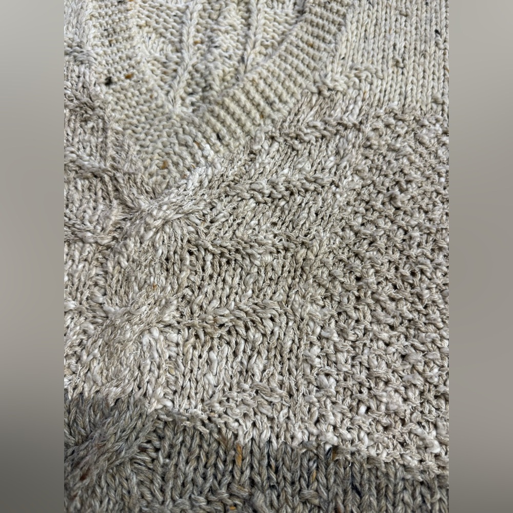 Liz Claiborne Vintage M Colorblock Cream Gray Sleeveless Chunky Knit Sweater - Picture 2 of 5